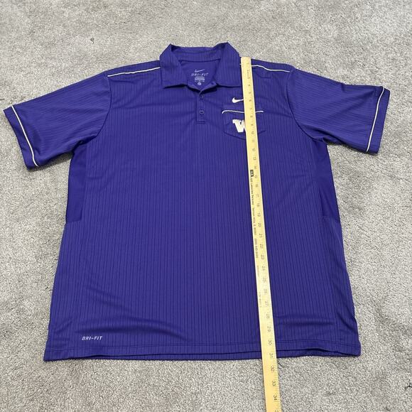 Nike Dri Fit University Of Washington Huskies UW Golf Polo Size XL Purple Pocket - Picture 5 of 6